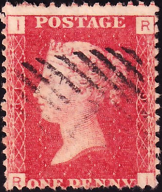 Великобритания 1864 год . Королева Виктория 1 p , пл. 91 . Каталог 7,0 фунтов . (014)  